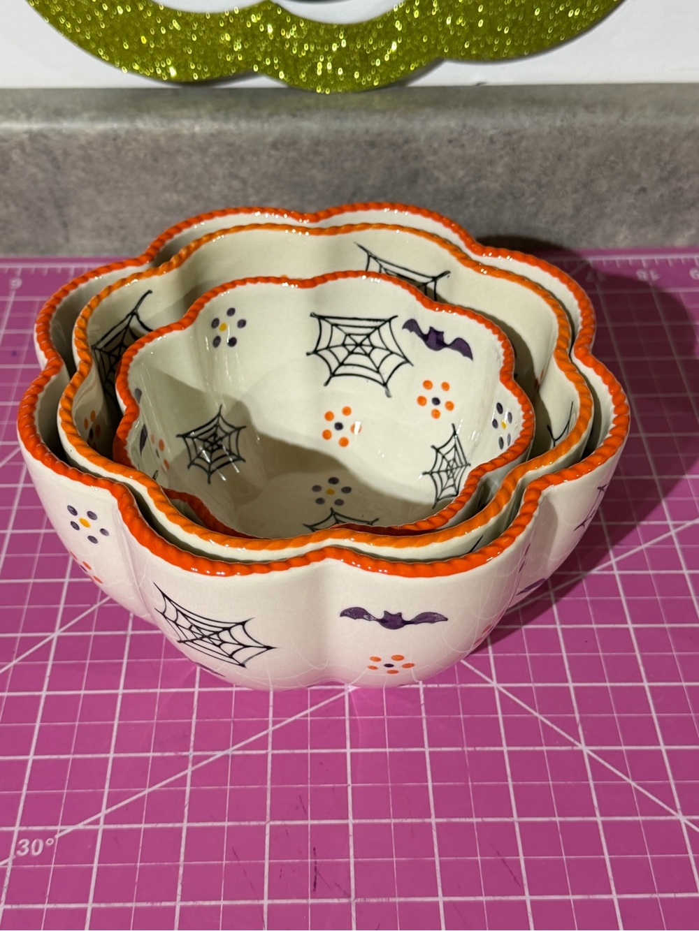 Temptations boofetti Halloween Spiderweb Ceramic Nesting Bowls